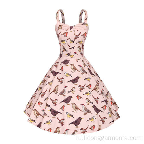 Женское винтажное ретро платье с анималистическим принтом